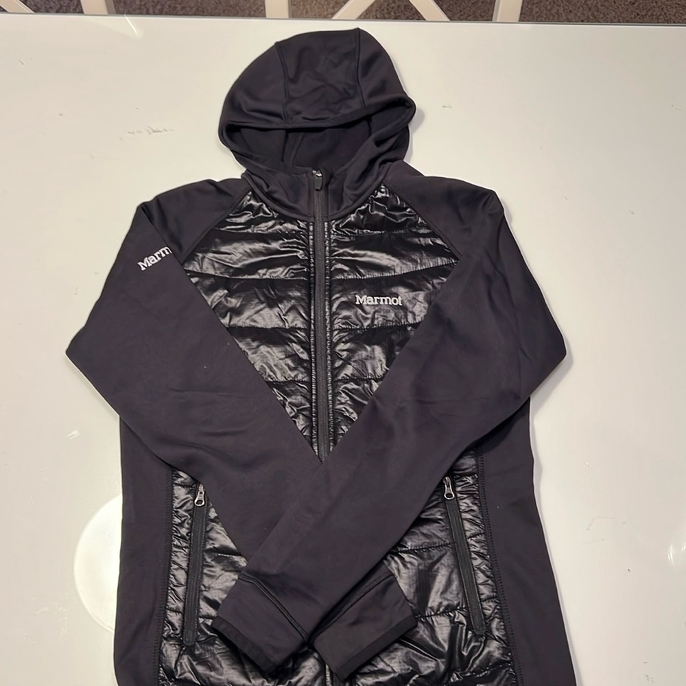 Marmot Womens Small Black Hooded Rain Wind Run jacket #A93900